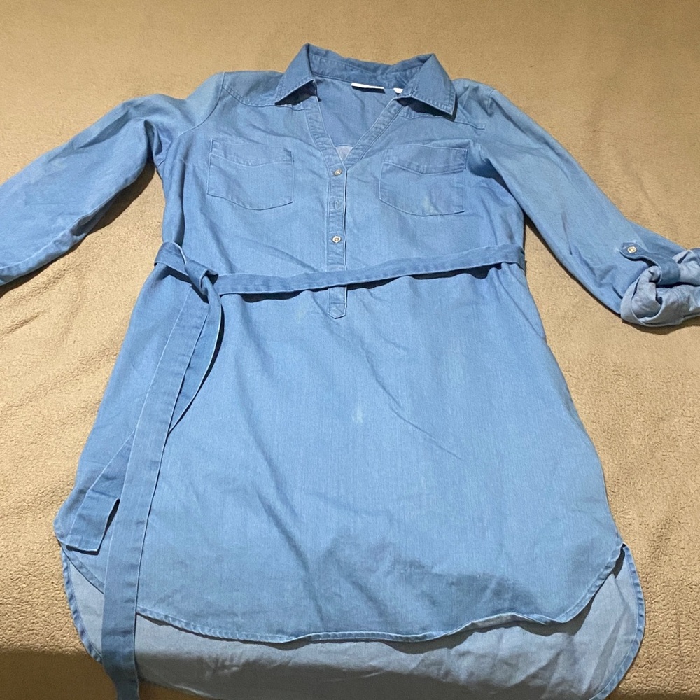 New York & Company Light Blue Shirt Dress